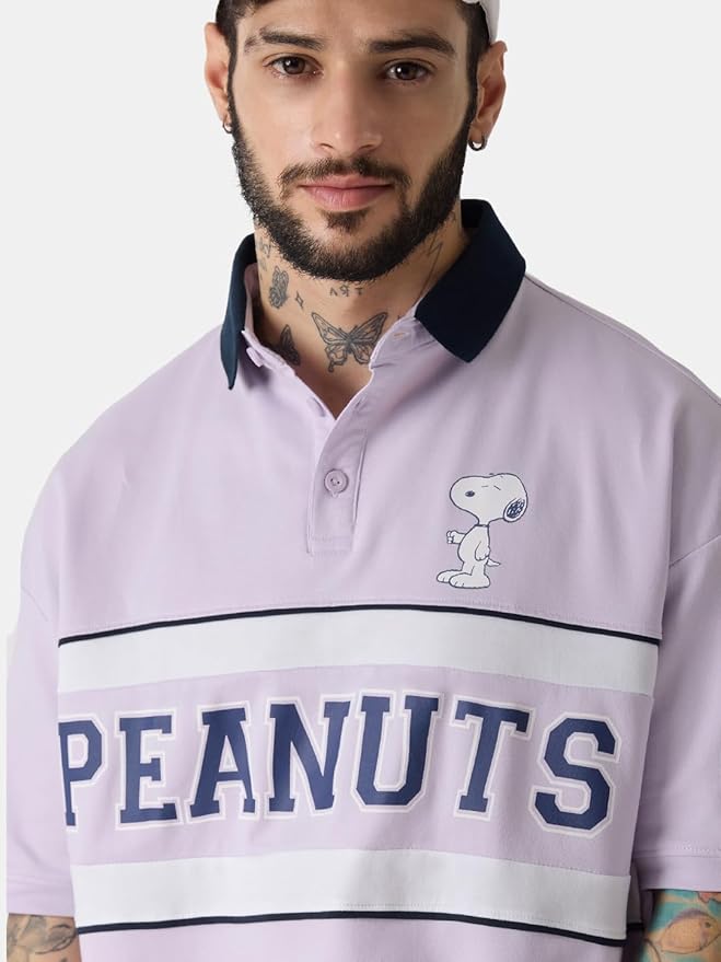 Peanuts Snoopy Oversized Half Sleeve Cotton Polos