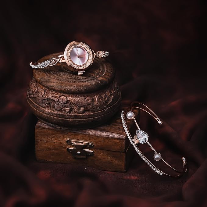 Rose Gold Watch combo Set