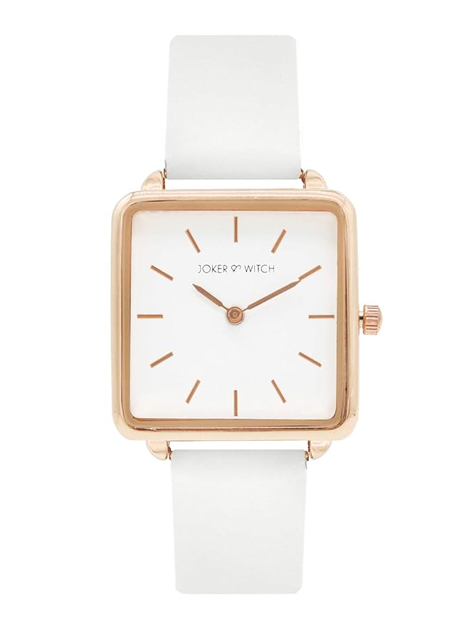 Emily 28mm White Dial 16mm White Faux Leather Strap Watch