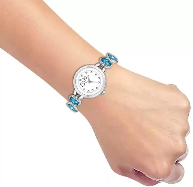 GOLDENIZE FASHION Branded Analogue Multicolor Diamond Dial and Multicolor Stainless Steel Strap combo
