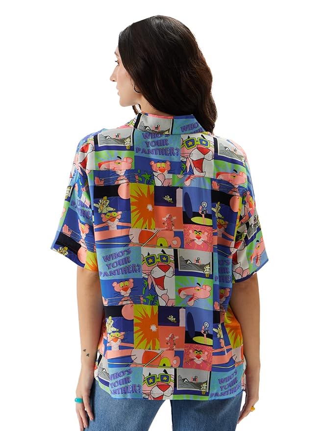 Pink Panther Pattern Half Sleeve Rayon