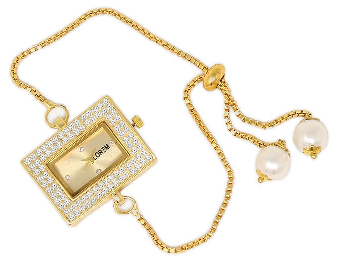 Analogue Gold Color Chain Bracelet Watch