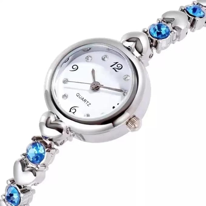 GOLDENIZE FASHION Branded Analogue Multicolor Diamond Dial and Multicolor Stainless Steel Strap combo