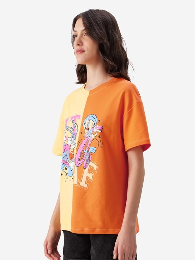 Looney Tunes Lit Sleeve Round Neck