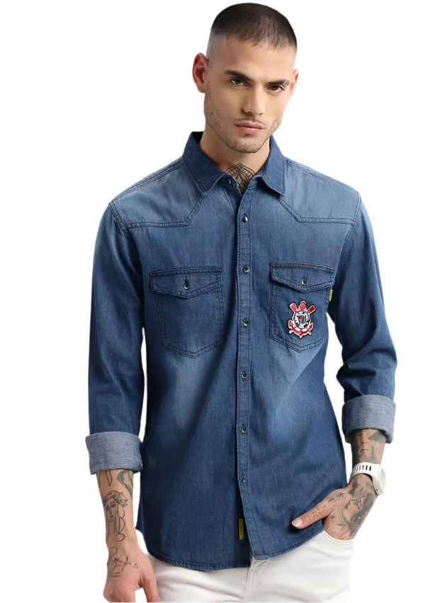 blue denim casual shirt