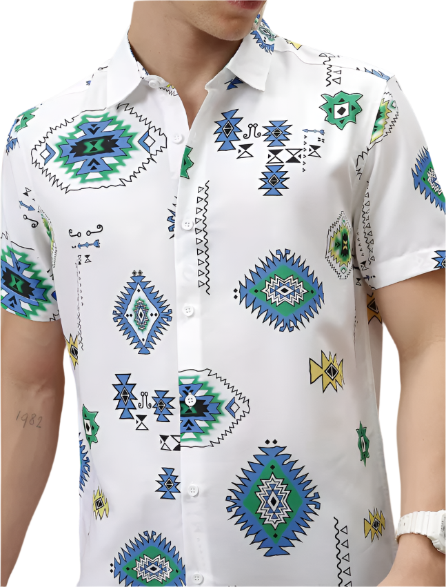collared printed casual shirt
