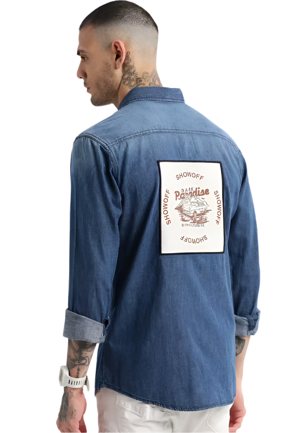 blue denim casual shirt