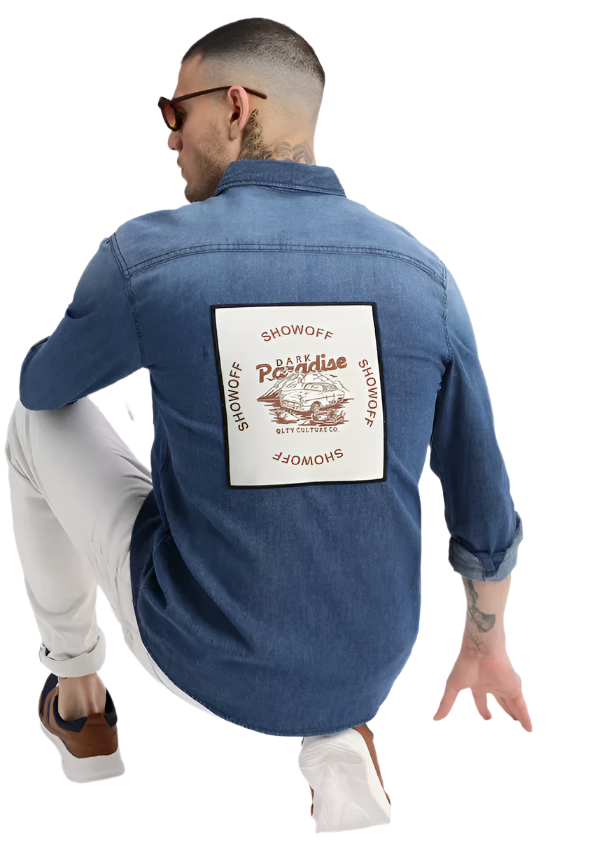 blue denim casual shirt