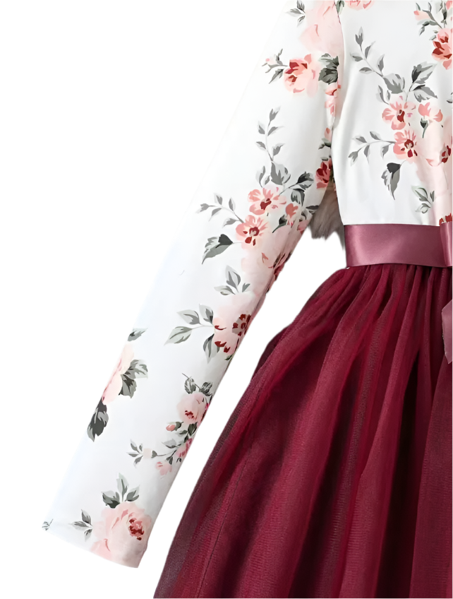 round neck long sleeves frock