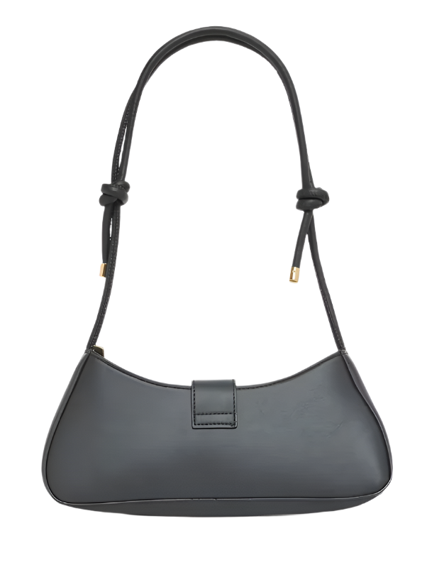 black solid leather handbag