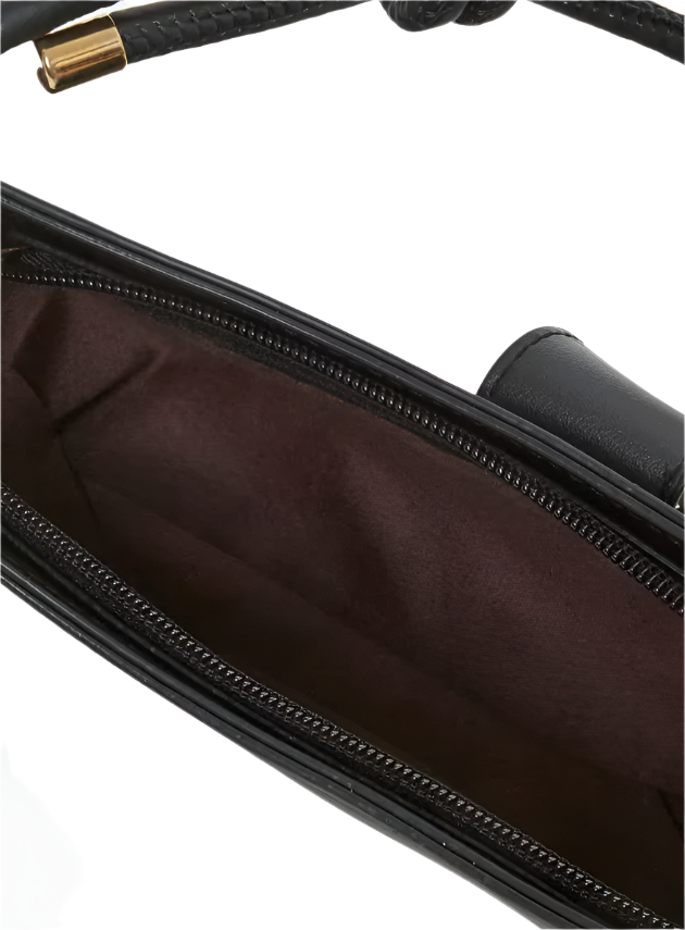 black solid leather handbag