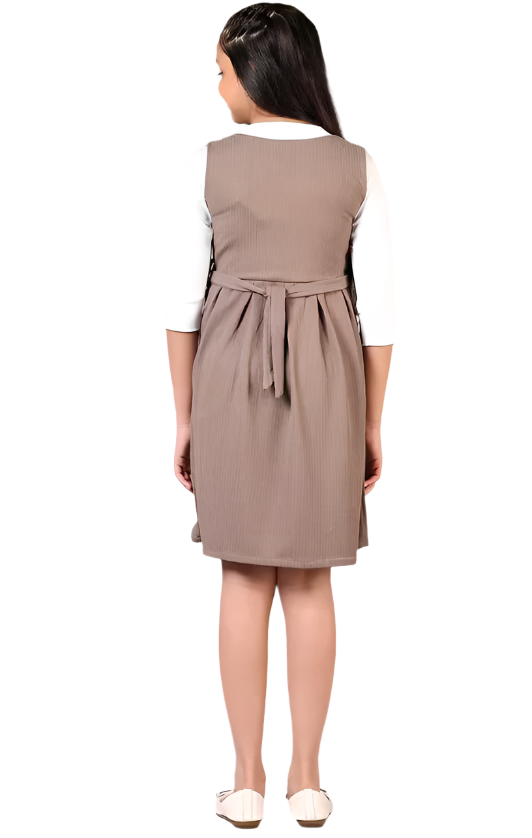 brown cotton fit & flare dress