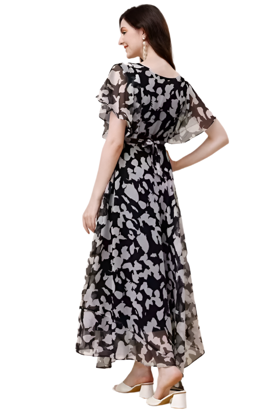 georgette fit & flare dress