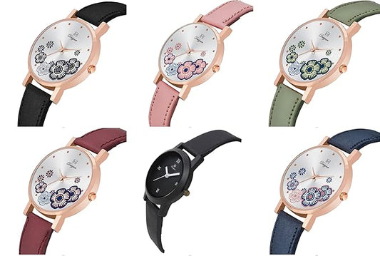 Flower Watches for Leather-Belted Flower Combo