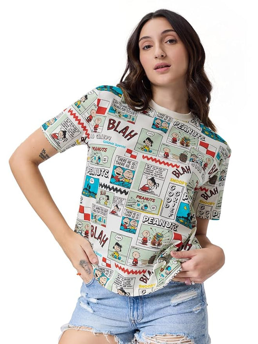 Peanuts Old School Relaxed Half Sleeve Cotton