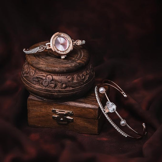 Rose Gold Watch combo Set