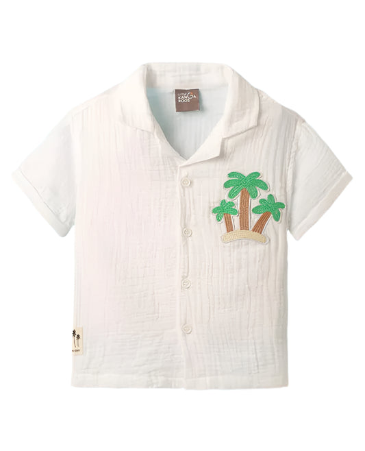 Half Sleeves Shirt with Beach Theme Embroidered
