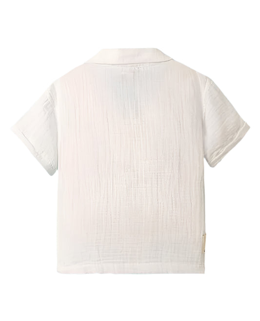 Half Sleeves Shirt with Beach Theme Embroidered
