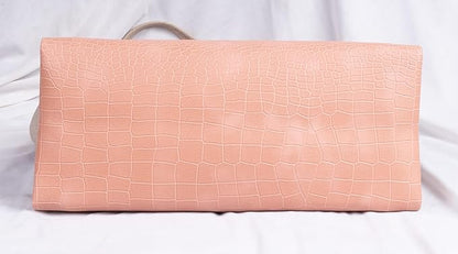 Dual Tone Large Capacity Croco Pattern Tote Handbag