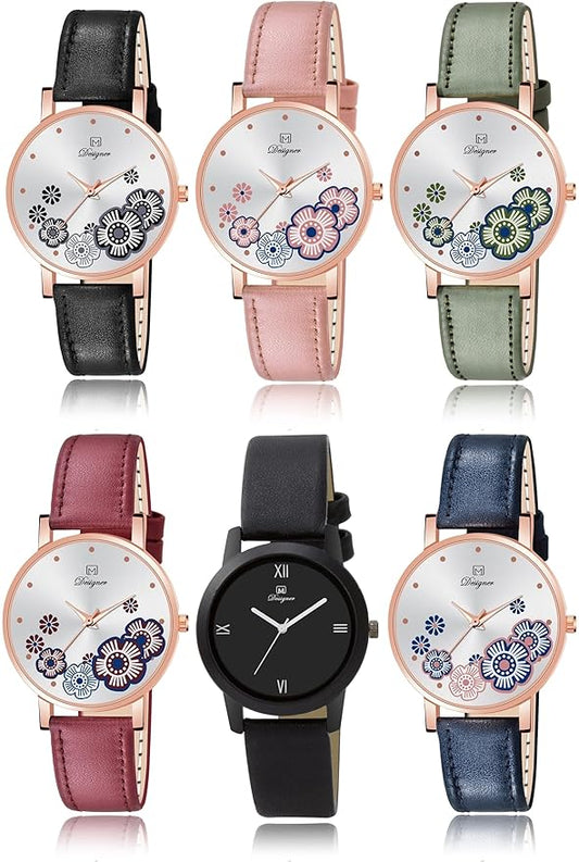Flower Watches for Leather-Belted Flower Combo