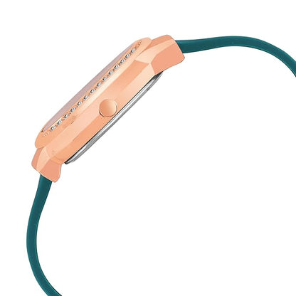 Rose Gold Oval Dial Silicone Strap Wrist Watch