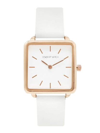 Emily 28mm White Dial 16mm White Faux Leather Strap Watch