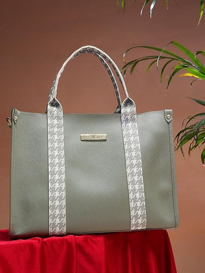 Front Strap Textured Tote Bag