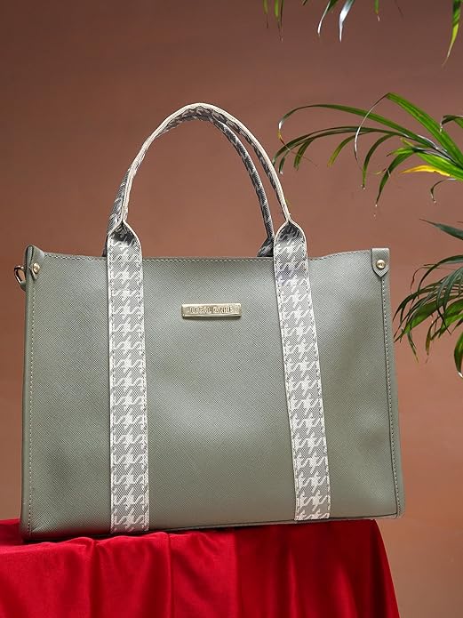 Front Strap Textured Tote Bag