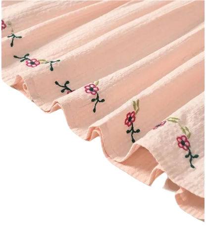cotton cap sleeves animal embroidered