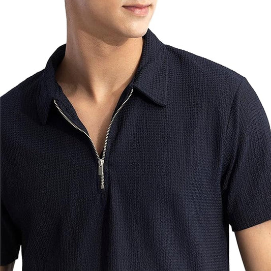Navy Solid Regular Polyester