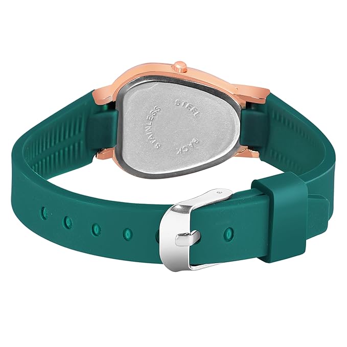 Rose Gold Oval Dial Silicone Strap Wrist Watch