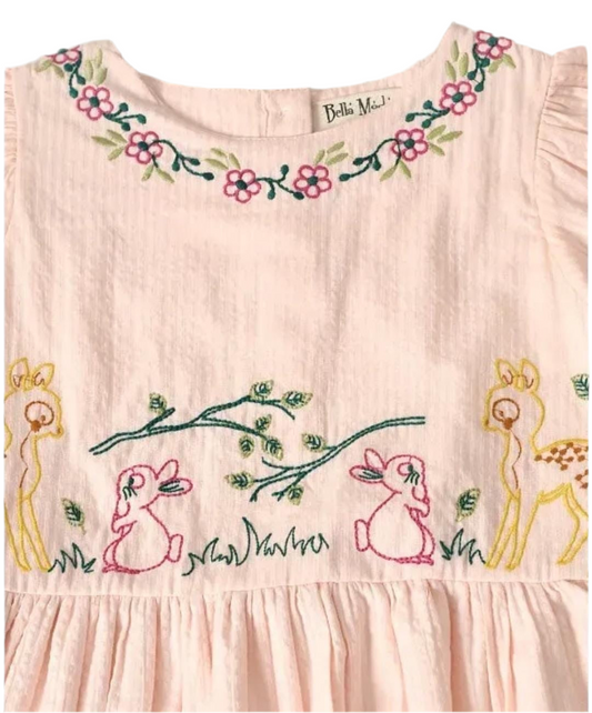 cotton cap sleeves animal embroidered