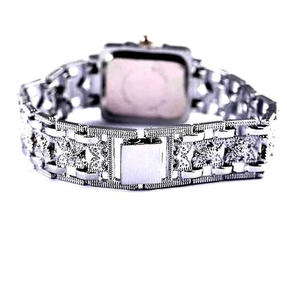 Silver Square Rhinestone Crystal Analog