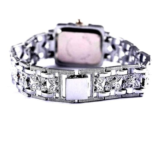 Silver Square Rhinestone Crystal Analog