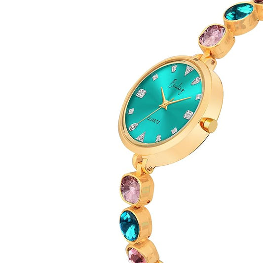 Elegant Crystal-Studded Quartz Watch