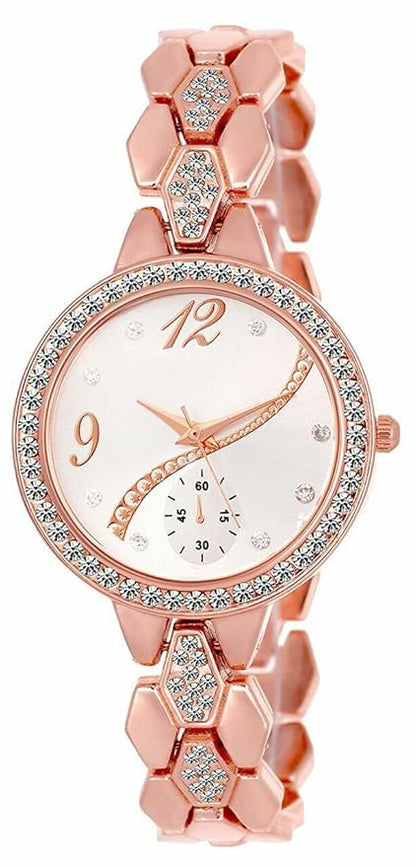 Round Diamond Silver Dial Analogue