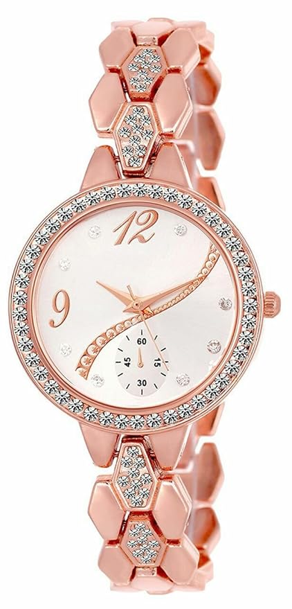Round Diamond Silver Dial Analogue