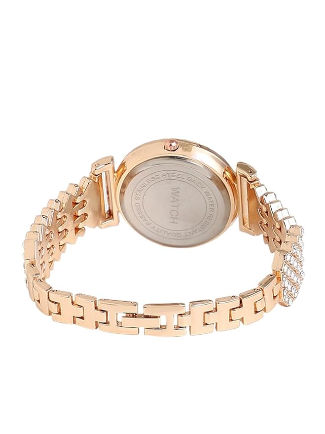 Crystal Studded Watch Rose Gold Metal watch