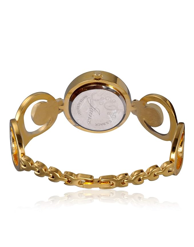 Premium Golden Dial Bracelet Style Chain Analog Stainless