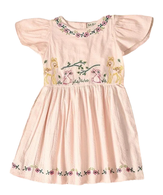 cotton cap sleeves animal embroidered