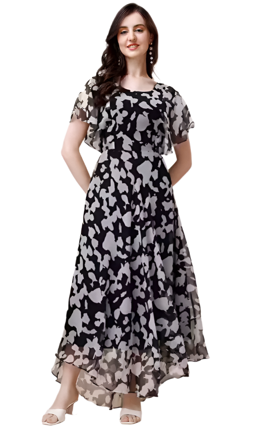 georgette fit & flare dress