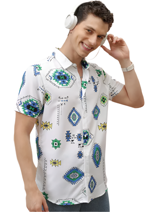collared printed casual shirt