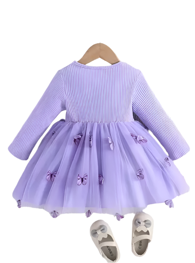 solid ruffle detailed long sleeves frock