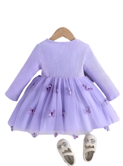 solid ruffle detailed long sleeves frock