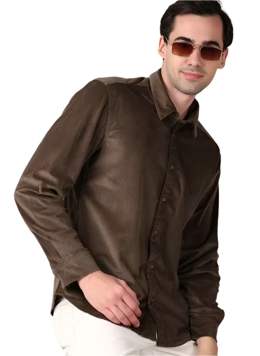 long sleeve self design casual shirt