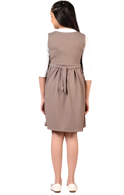 brown cotton fit & flare dress