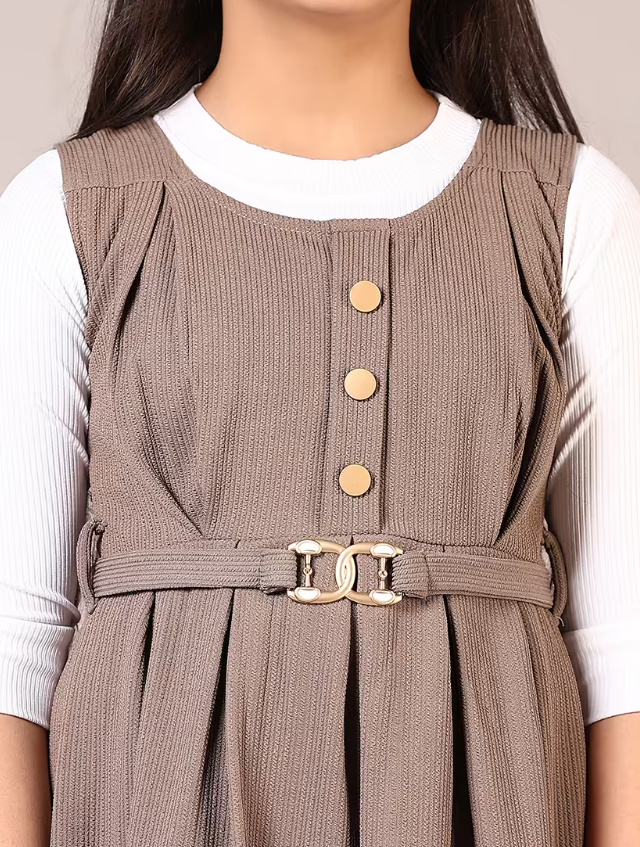 brown cotton fit & flare dress