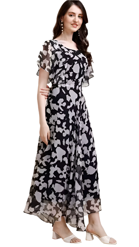 georgette fit & flare dress