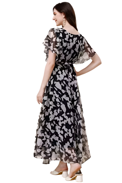 georgette fit & flare dress