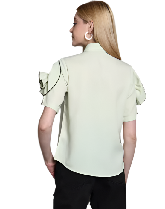 Collar Flower Detail Sleeves Shirt